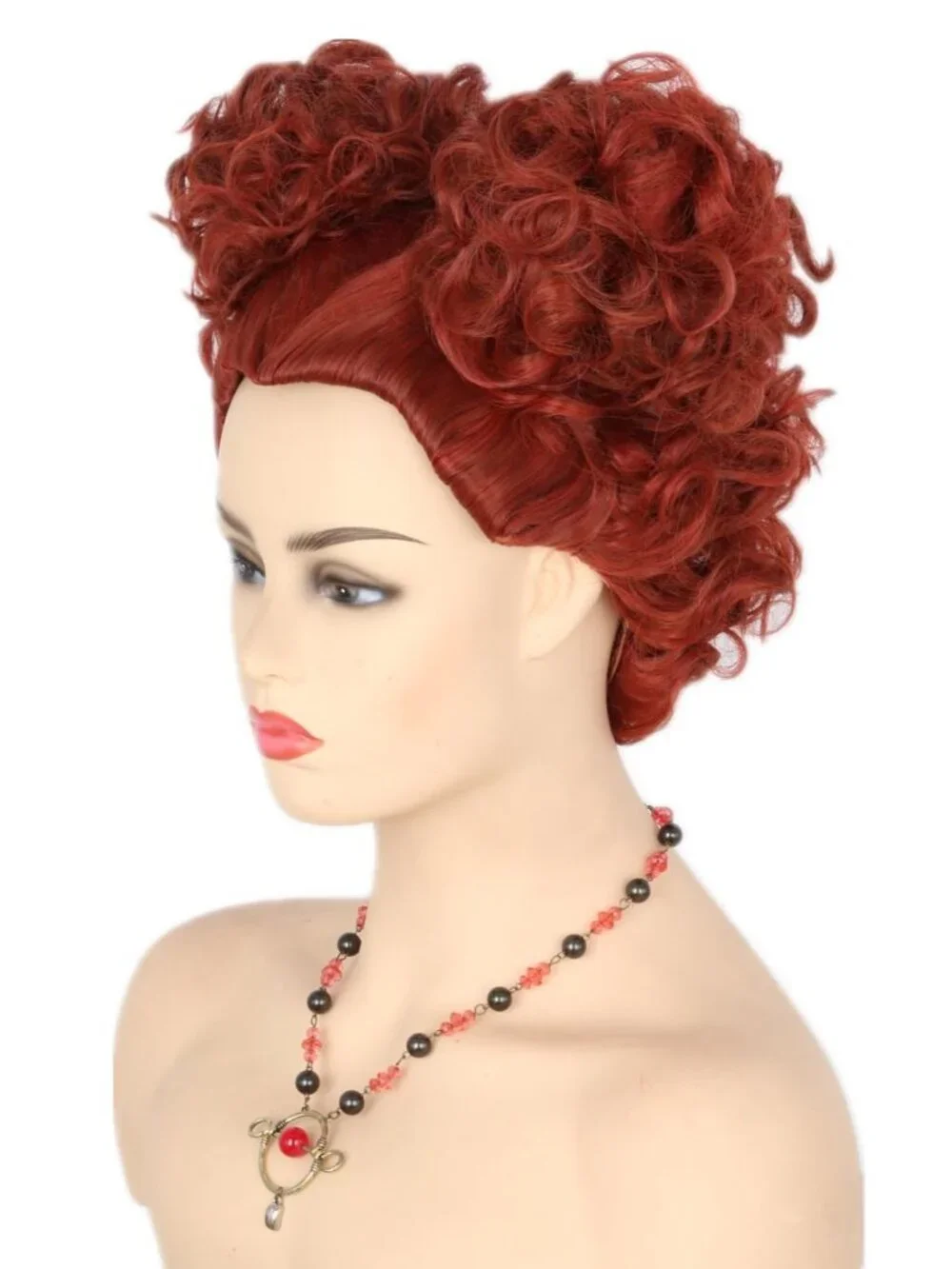 Women's Auburn Short Cosplay Halloween Costume Wig With Necklace Earrings